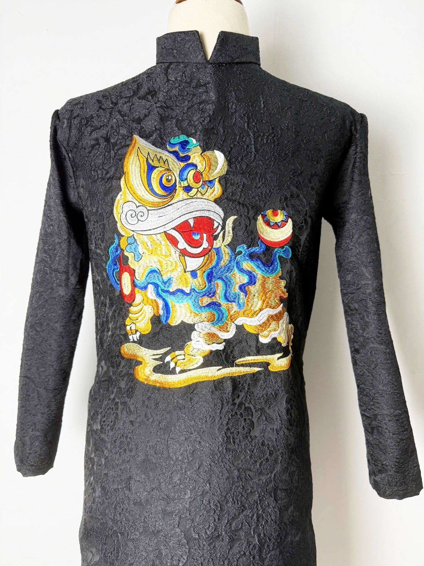 Black Unicorn Pattern Ao Dai Men - Traditional Ao Dai Men