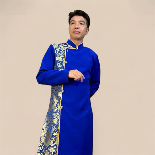 Blue Modern Ao Dai For Men | Wedding Ao Dai For Men
