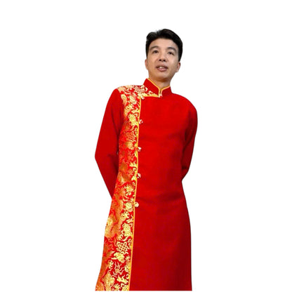 Blue Modern Ao Dai For Men | Wedding Ao Dai For Men