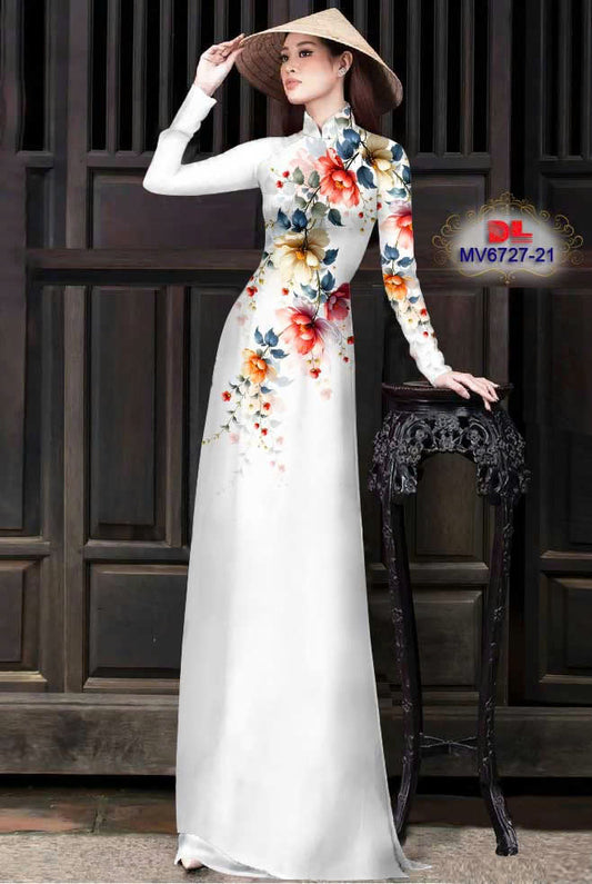 Pre-order:  Traditional Vietnamese long dress | 3D Printed Women Ao Dai with Pants | Custom Ao Dai