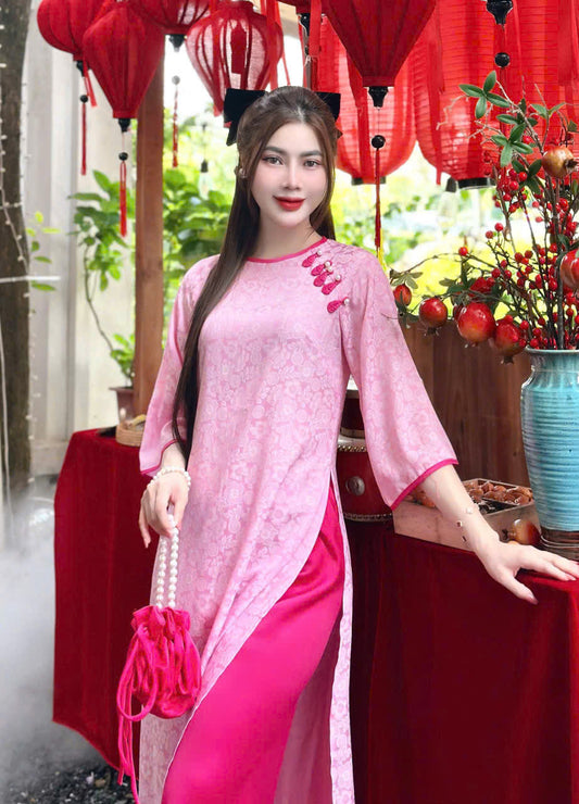 Pink Gấm Ao Dai | Shift Style Ao Dai Women