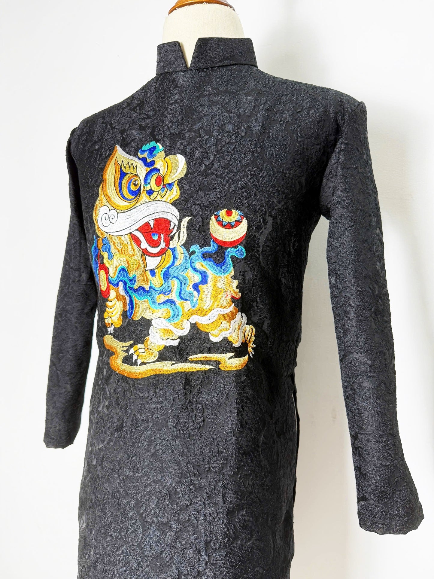 Black Unicorn Pattern Ao Dai Men - Traditional Ao Dai Men