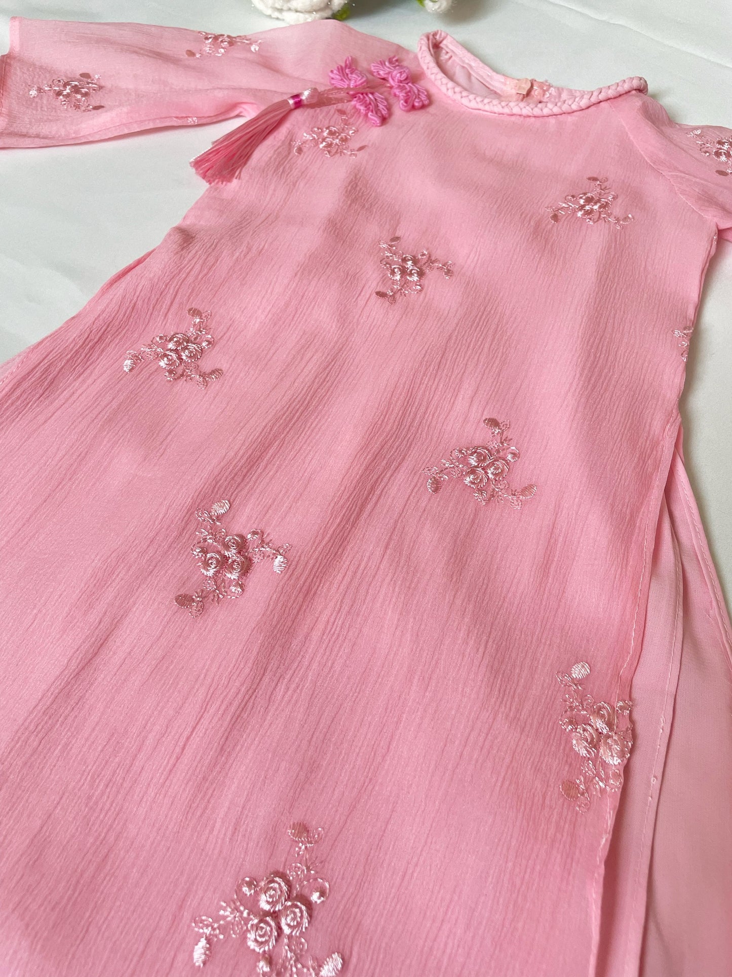 Pink Modern Girl's Ao Dai Set - Ao Dai For Daughter | Ao Dai Tết 2025