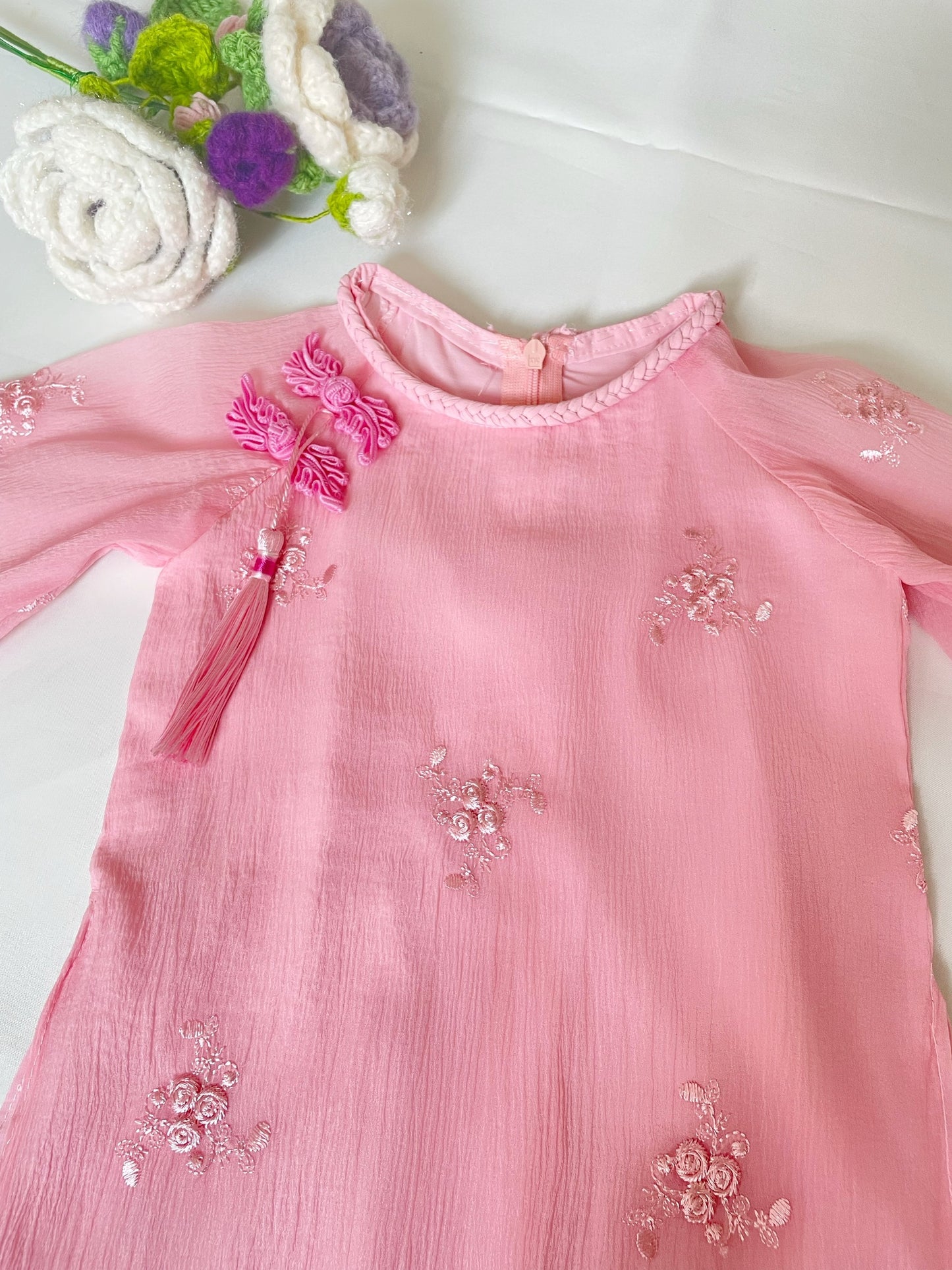 Pink Modern Girl's Ao Dai Set - Ao Dai For Daughter | Ao Dai Tết 2025