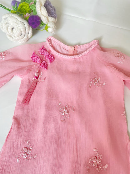 Pink Modern Girl's Ao Dai Set - Ao Dai For Daughter | Ao Dai Tết 2025