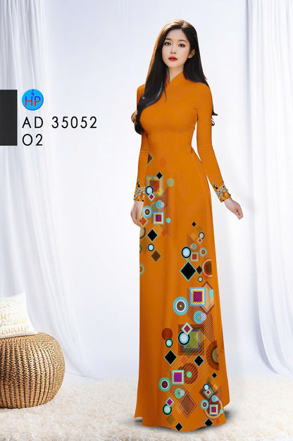 Pre-order Ao Dai For Women | Vietnamese long dress | Áo Dài Lụa In Hoa | Printed GEOMETRY Pattern