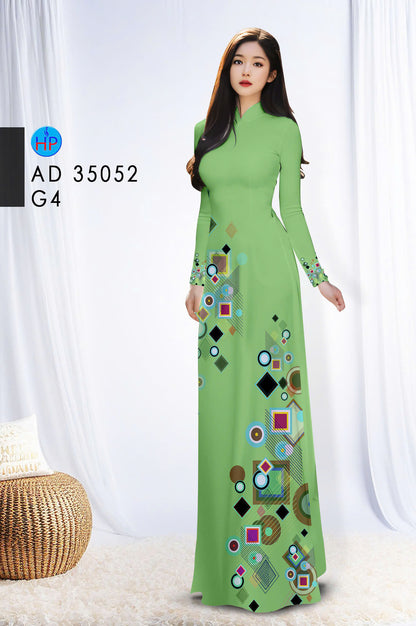 Pre-order Ao Dai For Women | Vietnamese long dress | Áo Dài Lụa In Hoa | Printed GEOMETRY Pattern