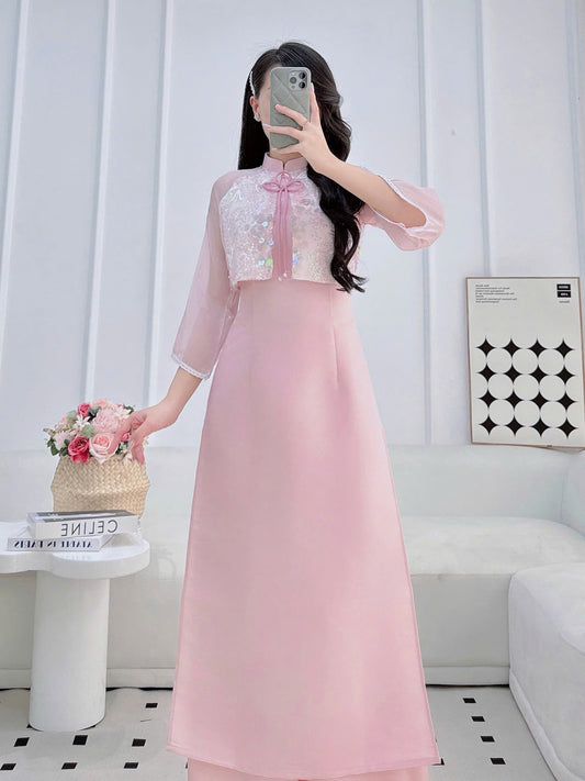 AINGEAL Vietnamese Long Dress | Vietnamese Modernized Ao Dai For Women