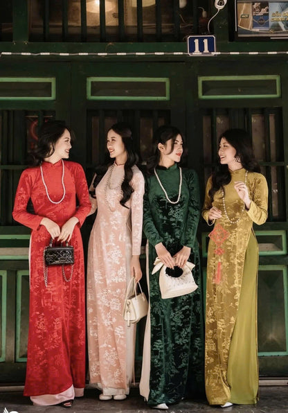 Velvet Vietnamese Ao Dai | Áo Dài Truyền Thống | Women Ao Dai