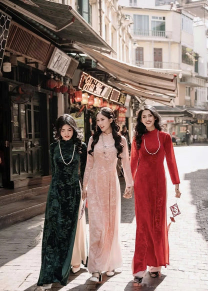 Velvet Vietnamese Ao Dai | Áo Dài Truyền Thống | Women Ao Dai