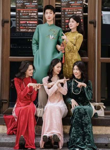 Velvet Vietnamese Ao Dai | Áo Dài Truyền Thống | Women Ao Dai