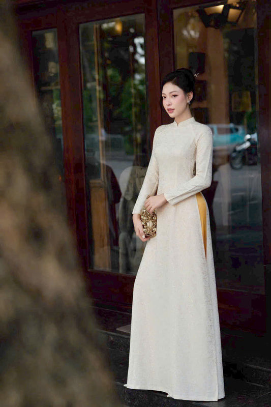 Pre-made: Traditional Vietnamese Ao Dai Dress included Pants - Áo Dài Gấm Cúc