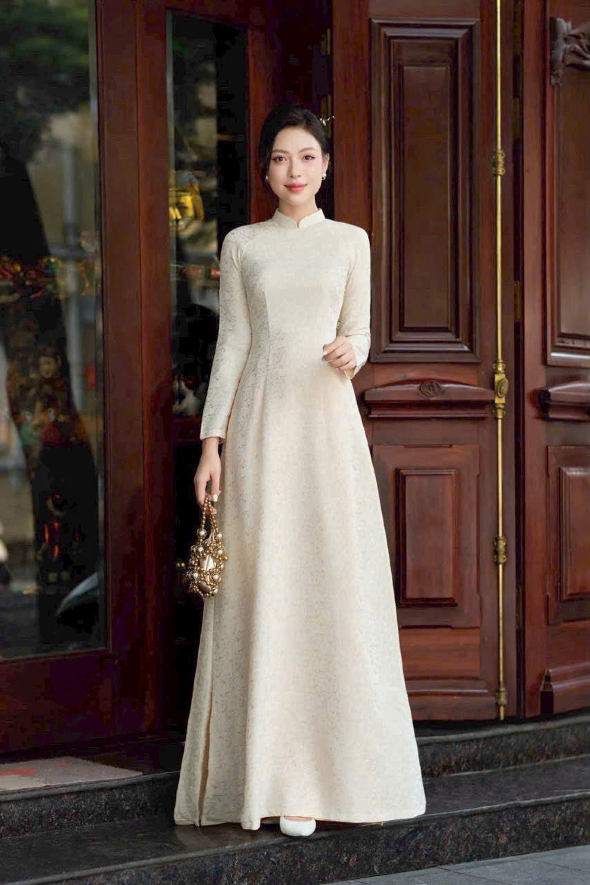 Pre-made: Traditional Vietnamese Ao Dai Dress included Pants - Áo Dài Gấm Cúc