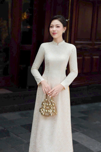 Pre-made: Traditional Vietnamese Ao Dai Dress included Pants - Áo Dài Gấm Cúc