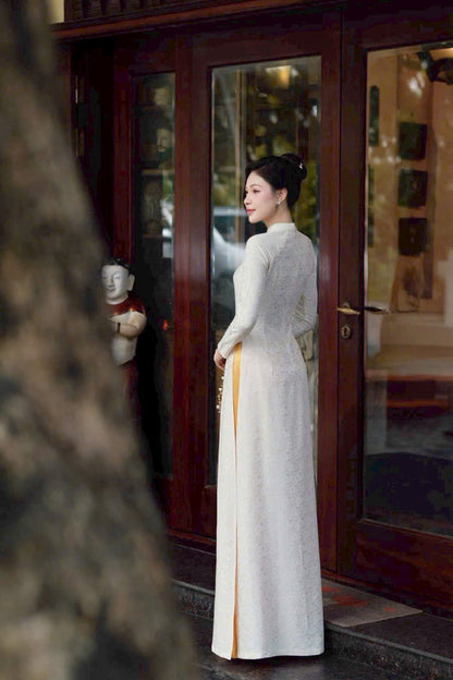 Pre-made: Traditional Vietnamese Ao Dai Dress included Pants - Áo Dài Gấm Cúc