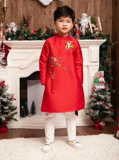 Swallow Vietnamese Boy Ao Dai - Vietnamese Long Dress Ao Dai For Kid | 3 Colors