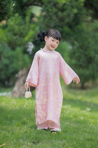 Pre-order: Pink ao dai for baby girl | Traditional Ao Dai For Daughter | Ao dai tet