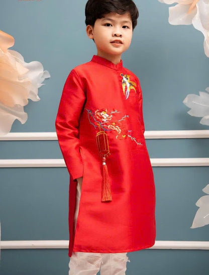 Swallow Vietnamese Boy Ao Dai - Vietnamese Long Dress Ao Dai For Kid | 3 Colors