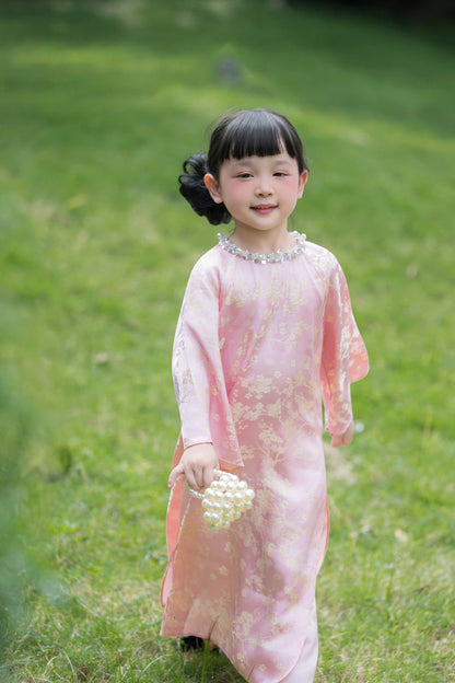 Pre-order: Pink ao dai for baby girl | Traditional Ao Dai For Daughter | Ao dai tet