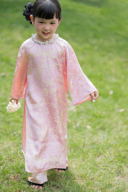 Pre-order: Pink ao dai for baby girl | Traditional Ao Dai For Daughter | Ao dai tet