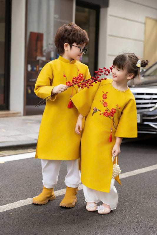 Yellow Sibling Ao Dai - Ao Dai Boy Girl