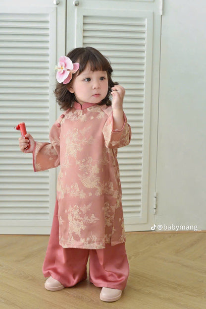 Dusty Rose Ao Dai For Daughter - Baby Girls Ao Dai | Áo Dài Tết 2025