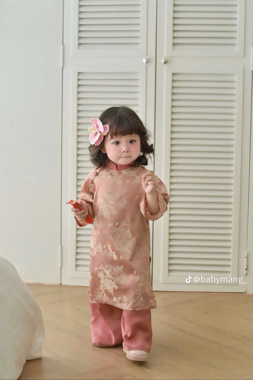 Dusty Rose Ao Dai For Daughter - Baby Girls Ao Dai | Áo Dài Tết 2025