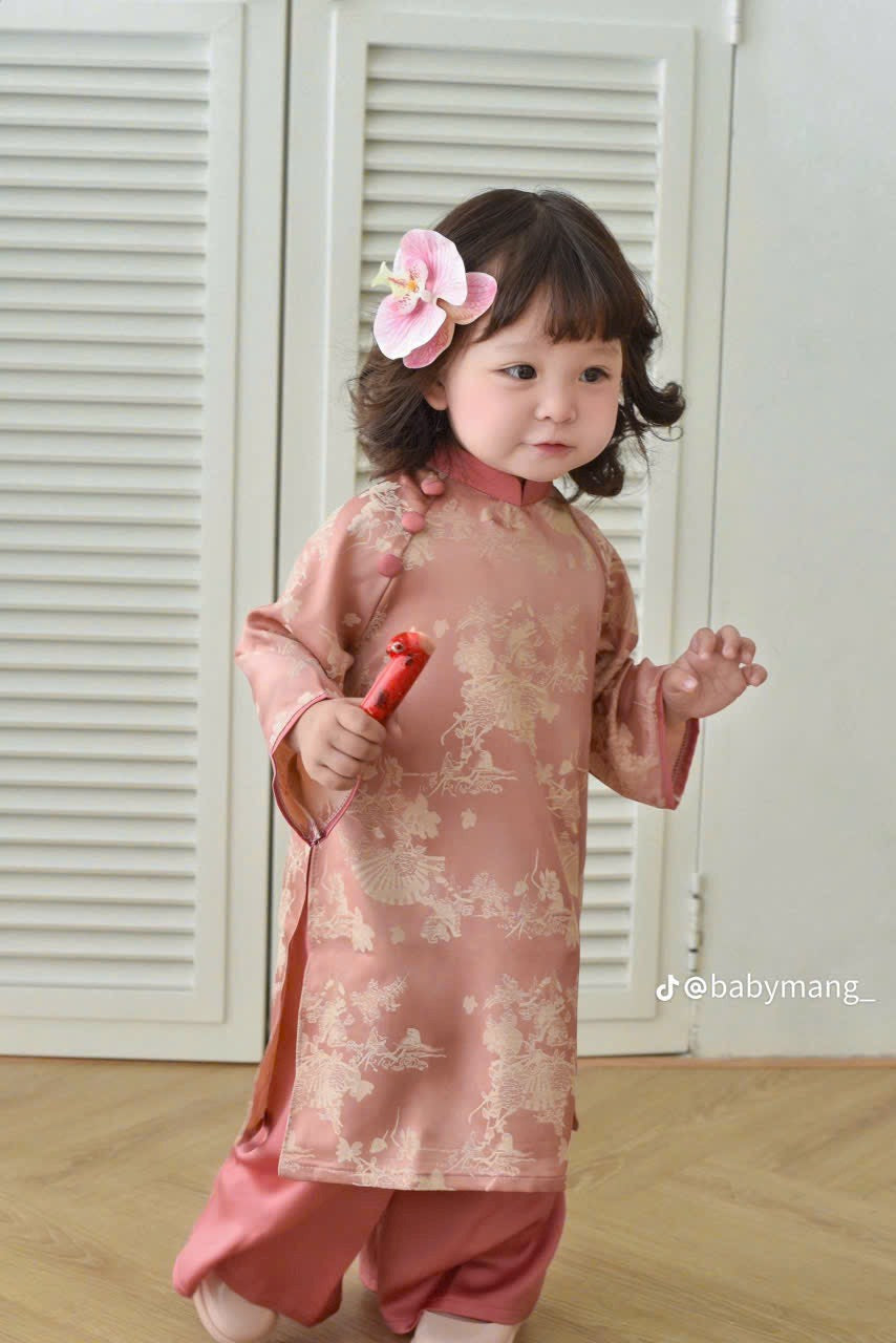 Dusty Rose Ao Dai For Daughter - Baby Girls Ao Dai | Áo Dài Tết 2025