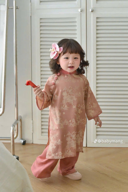 Dusty Rose Ao Dai For Daughter - Baby Girls Ao Dai | Áo Dài Tết 2025