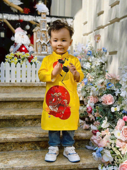 Yellow Vietnamese Boy Ao Dai | Boy's Dress | Lunar New Year Ao Dai