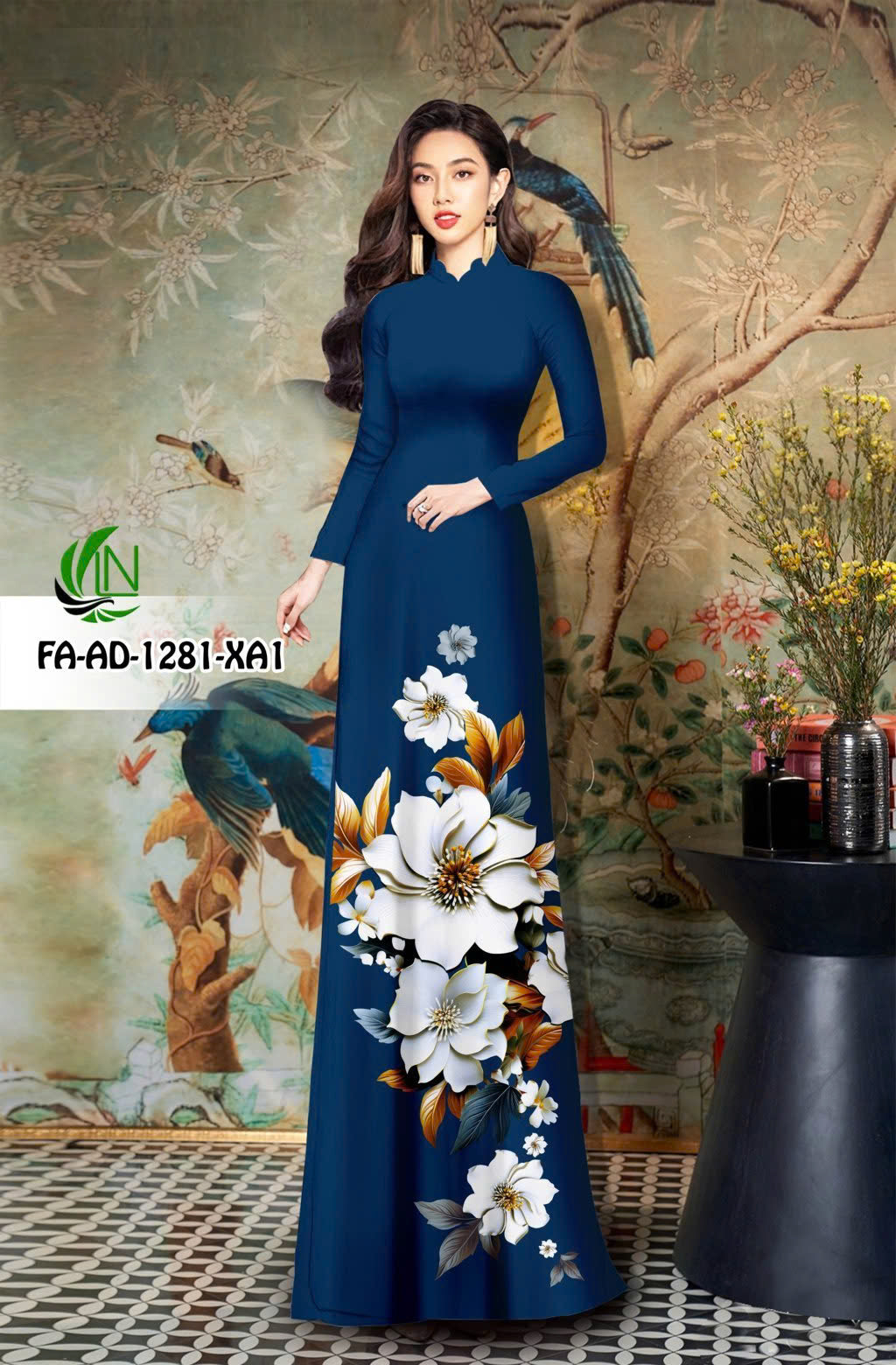 Pre-order: 3D Printed Women Ao Dai with Pants| Traditional ao dai tet | Flowers ao dai silk
