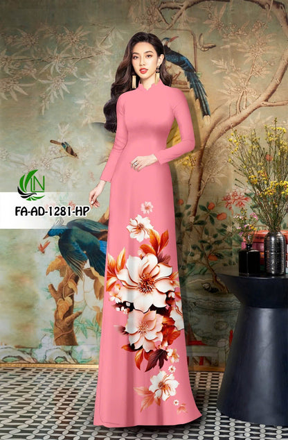 Pre-order: 3D Printed Women Ao Dai with Pants| Traditional ao dai tet | Flowers ao dai silk