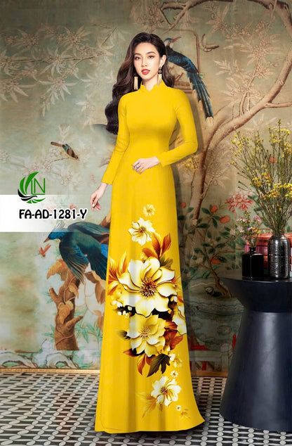 Pre-order: 3D Printed Women Ao Dai with Pants| Traditional ao dai tet | Flowers ao dai silk