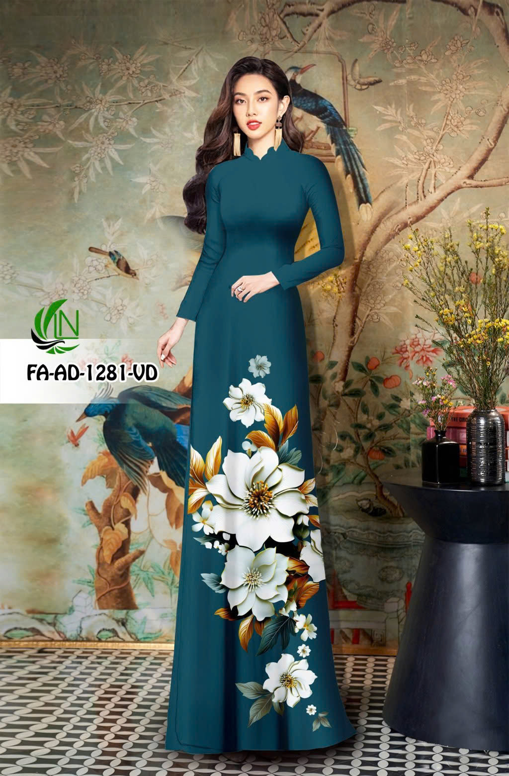 Pre-order: 3D Printed Women Ao Dai with Pants| Traditional ao dai tet | Flowers ao dai silk