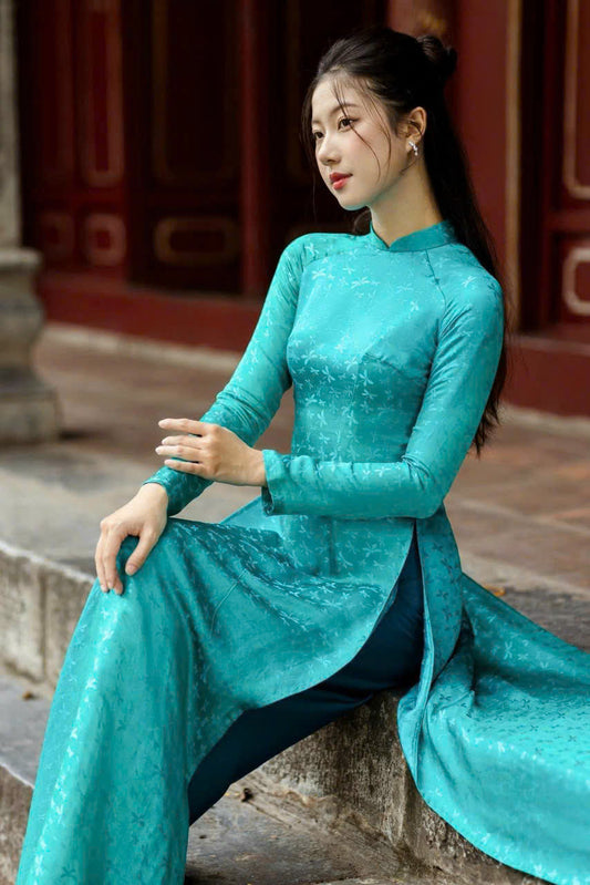 Blue Gam Vietnamese Ao Dai | Áo Dài Truyền Thống | Women Ao Dai