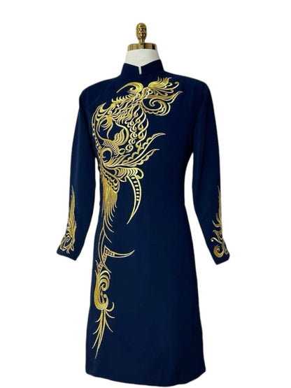 Motif Embroidered  Ao Dai Men - Traditional Ao Dai For Men