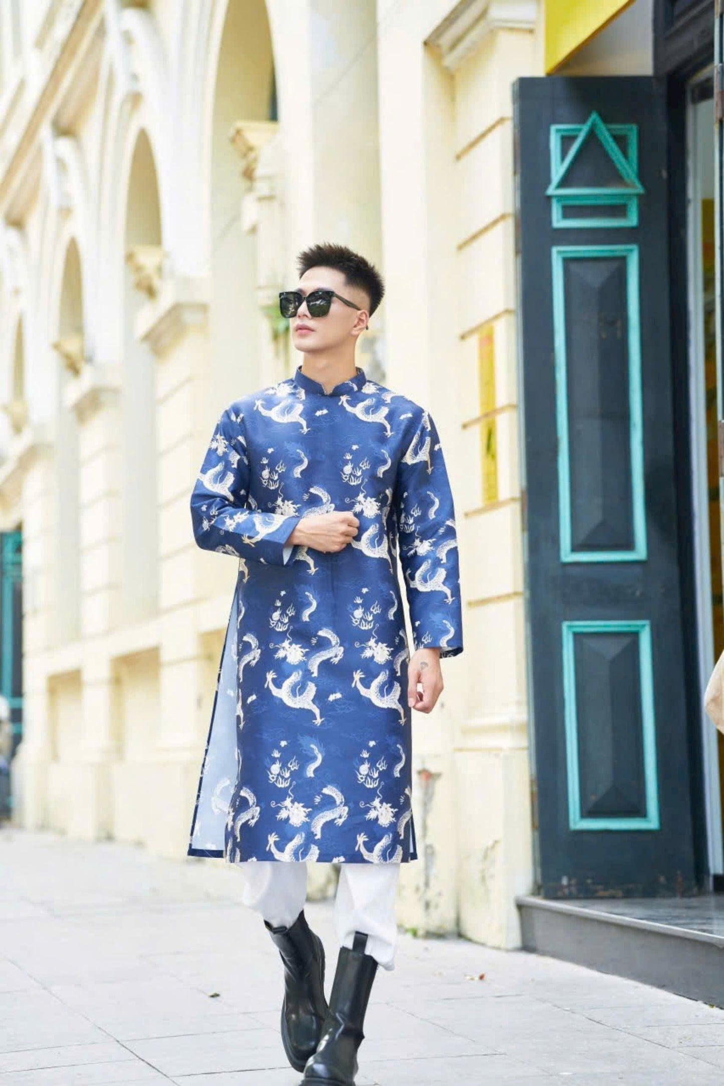 Men Dress- Blue Dragon Ao Dai For Men