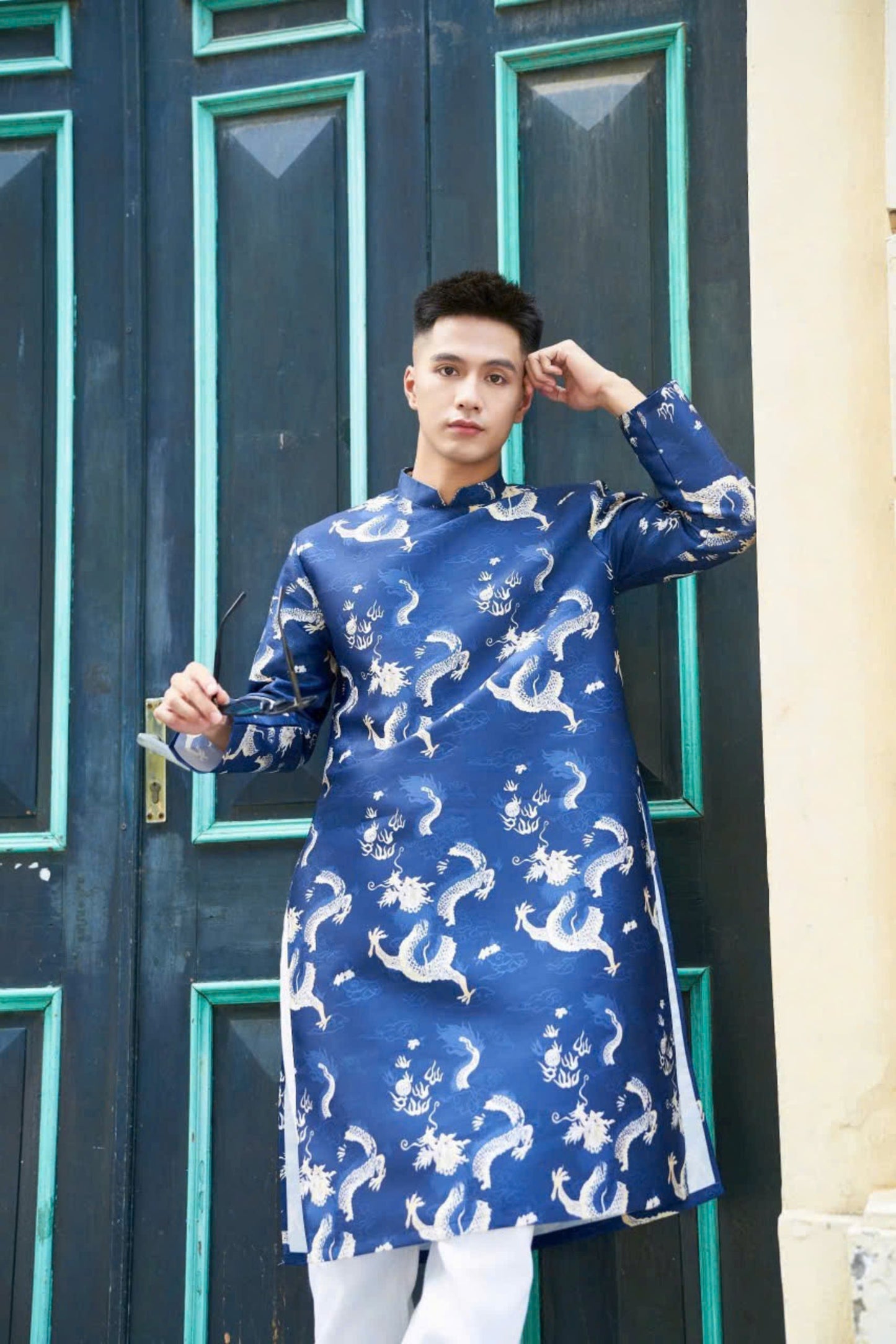 Men Dress- Blue Dragon Ao Dai For Men