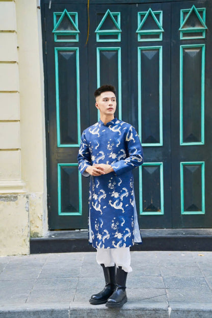 Men Dress- Blue Dragon Ao Dai For Men