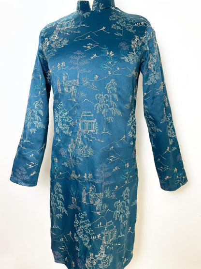 Men's Ao Dai - Blue\Red Hidden Men's Ao Dai | Traditional Long Dress For Men