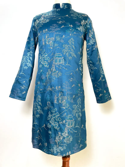 Men's Ao Dai - Blue\Red Hidden Men's Ao Dai | Traditional Long Dress For Men