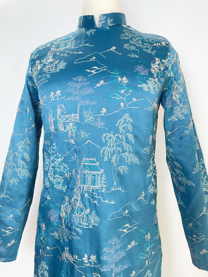 Men's Ao Dai - Blue\Red Hidden Men's Ao Dai | Traditional Long Dress For Men