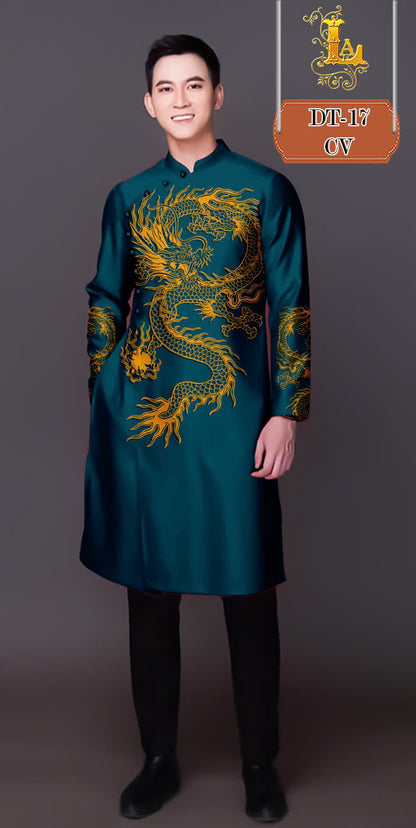 Men's Ao Dai - Printed Dragon  Ao Dai For Dad, Son