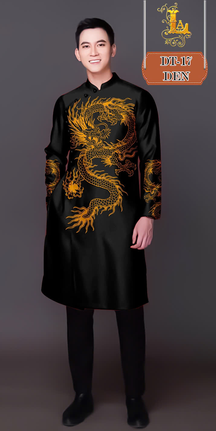 Men's Ao Dai - Printed Dragon  Ao Dai For Dad, Son