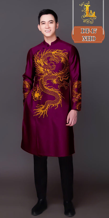 Men's Ao Dai - Printed Dragon  Ao Dai For Dad, Son