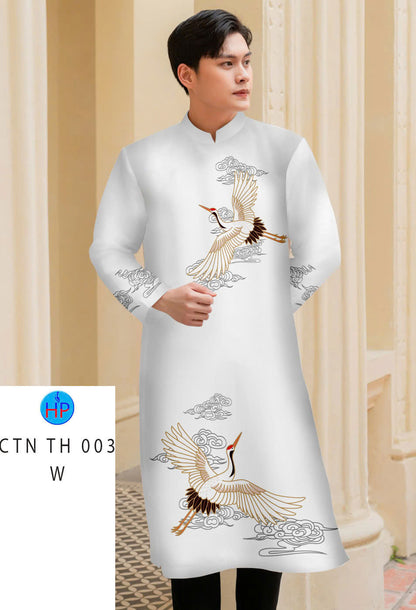 Crane Men's Ao Dai - Vietnamese Traditional Ao Dai For Men\ Dad\ Boy