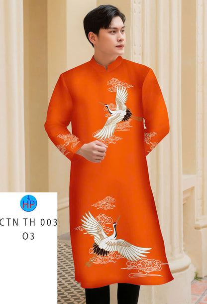 Crane Men's Ao Dai - Vietnamese Traditional Ao Dai For Men\ Dad\ Boy