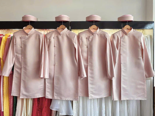 Men Dress | Pink Taffeta Ao Dai For Men | Groomsmen Ao Dai