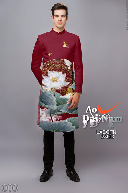 Men's Ao Dai - Lotus 3D Printed Ao Dai For Men