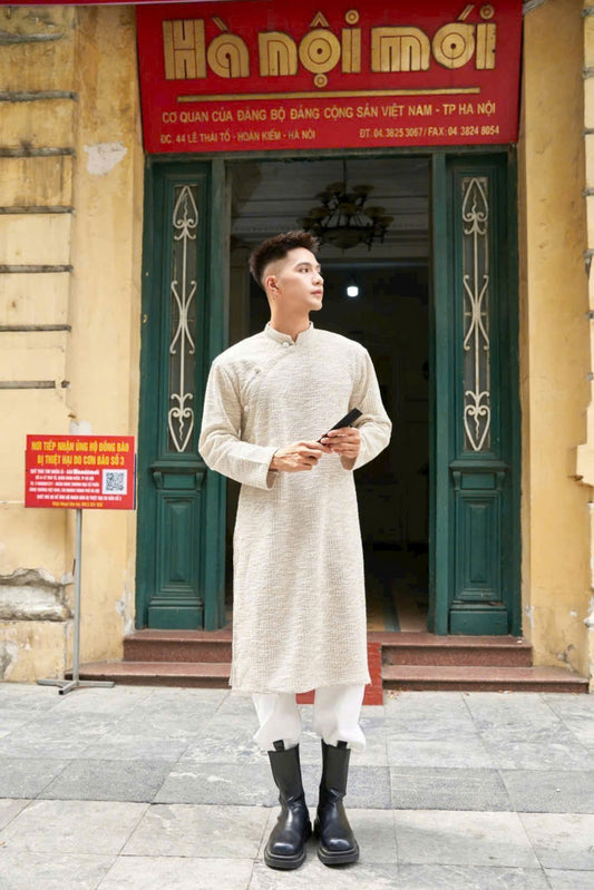 Ivory Ao Dai For Men | Modern Ao Dai Men | Vietnamese Ao Dai | Ao Dai Vietnam